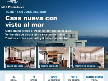 Casa en venta en Casa Camino a Tomé Km 16, Tomé - 4 dormitorios, 3 baños