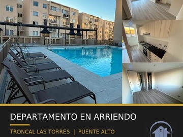 Departamento en arriendo mensual en cardenal oviedo con av troncal las torres, Puente Alto - 2 dormitorios, 2 baños