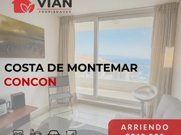Departamento en arriendo mensual en Avenida Costa de Montemar, Concón - 1 dormitorio, 1 baño