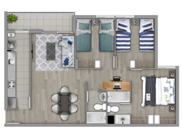 Departamento en venta en Luminoso dpto metro los quillayes (137143), La Florida - 3 dormitorios, 2 baños