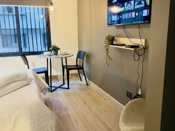 Departamento en arriendo mensual en Estudio amoblado | Lavandería, Piscina y Gym (184025), Santiago - 1 dormitorio, 1 baño