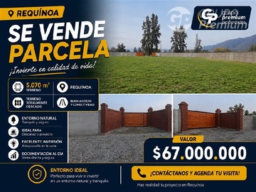Sitio en venta en Oportunidad de tener una hermosa parcela - hacienda requinoa, Requínoa