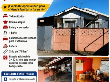 Casa en venta en Excelente Oportunidad para Vivienda Familiar O Inversión. - 3 dormitorios, 1 baño