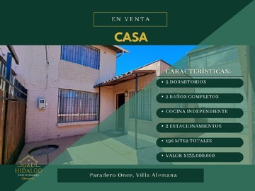 Casa en venta en Vende hidalgo propiedades, Villa Alemana - 3 dormitorios, 2 baños
