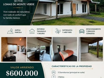 Casa en arriendo mensual en Puerto Montt, Puerto Montt - 3 dormitorios, 2 baños