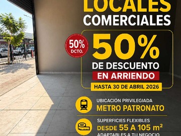 Local Comercial en arriendo mensual en Locales a la calle Metro Patronato + Parking (176582), Recoleta - 1 baño