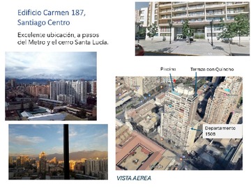 Departamento en arriendo mensual en Amplio Estudio a Pasos de Metro Santa Lucia - 1 dormitorio, 1 baño