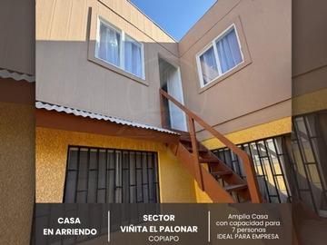 Casa en arriendo mensual en Sector viñita el palomar, Copiapó - 5 dormitorios, 2 baños