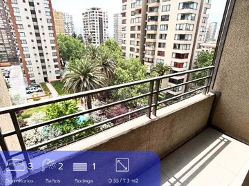 Departamento en venta en 3D+2B+Terraza y Bod a pasos de Metro y Mall (173837), San Miguel - 3 dormitorios, 2 baños