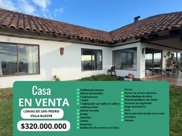 Parcela en venta en Villa Alegre, Villa Alegre - 3 dormitorios, 3 baños