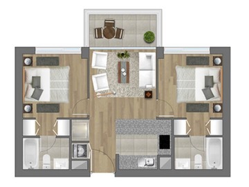 Departamento en arriendo mensual en Cercano a camino troncal con isla picton, Viña del Mar - 2 dormitorios, 2 baños