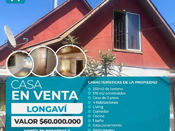 Casa en venta en Longaví, Longaví - 4 dormitorios, 1 baño