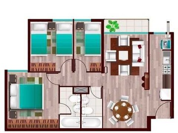 Departamento en arriendo mensual en Oportunidad Departamento 3D/2B Valle Volcanes (172284), Puerto Montt - 3 dormitorios, 2 baños