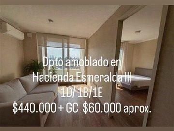 Departamento en arriendo mensual en hacienda esmeralda, Talca - 1 dormitorio, 1 baño