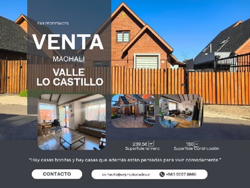 Casa en venta en Casa en Venta Valle Lo Castillo Machalí 5D 3B 138 M Año 2023 - 5 dormitorios, 3 baños