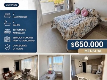 Departamento en arriendo mensual en Heras 1750, Concepción - 2 dormitorios, 2 baños