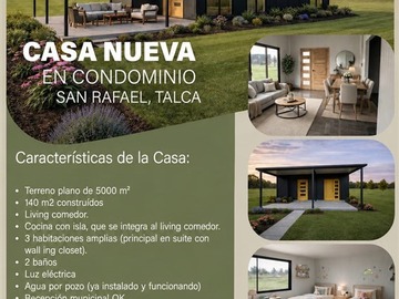 Casa en venta en Condominio san rafael, San Rafael - 3 dormitorios, 2 baños