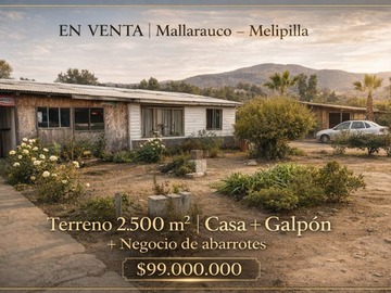 Parcela en venta en Incluye negocio de abarrotes, Melipilla - 3 dormitorios, 1 baño