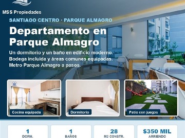 Departamento en arriendo mensual en Departamento Eyzaguirre 782, Santiago - 1 dormitorio, 1 baño