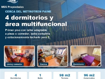 Casa en venta en Casa Pasaje Cerro el Plomo 1581, Paine - 4 dormitorios, 1 baño