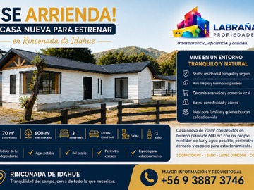 Casa en arriendo mensual en Idahue, Coltauco - 3 dormitorios, 1 baño