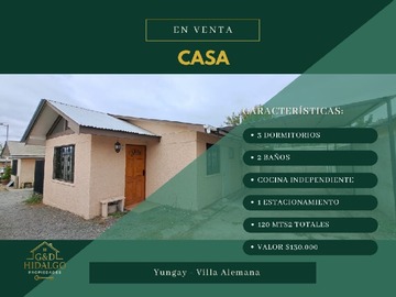 Casa en venta en Vende g&d hidalgo propiedades, Villa Alemana - 3 dormitorios, 2 baños