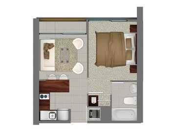 Departamento en venta en Vistas Despejadas y Amplio Espacio (140263), Santiago - 1 dormitorio, 1 baño