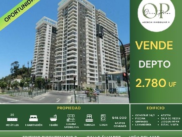 Departamento en venta en Álvarez 1822, Viña del Mar - 1 dormitorio, 1 baño