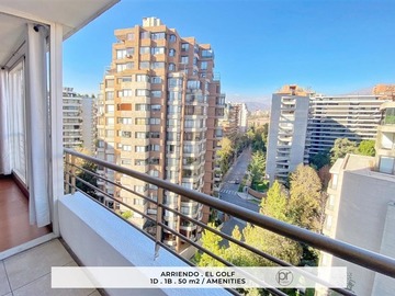 Departamento en arriendo mensual en Metro Alcántara, Av Presidente Riesco, Alsacia, Las Condes - 1 dormitorio, 1 baño