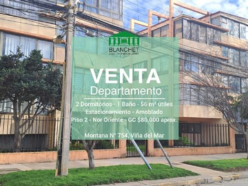 Departamento en venta en Venta Departamento Amoblado 2d/1b Quinta (177347), Viña del Mar - 2 dormitorios, 1 baño