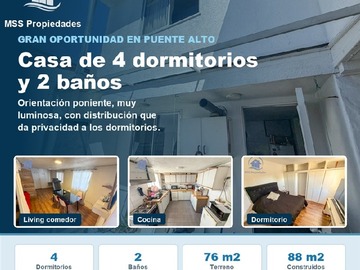Casa en venta en Casa Nonato Coo 3793, Puente Alto - 4 dormitorios, 2 baños