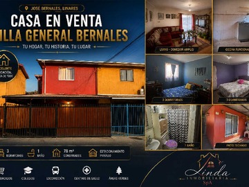 Casa en venta en Amplia Casa con Estacionamiento en José Bernales (180358), Linares - 3 dormitorios, 1 baño