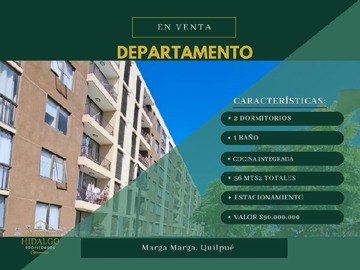 Departamento en venta en Vende g&d hidalgo propiedades, Quilpué - 2 dormitorios, 1 baño
