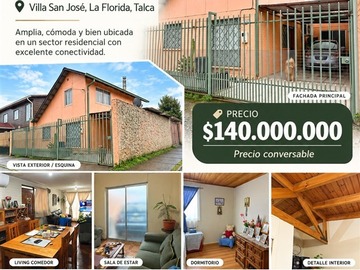 Casa en venta en La Florida – Villa San José, Talca - 4 dormitorios, 2 baños