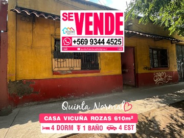 Casa en venta en Casa con Gran Terreno a Pasos del Metro Blanqueado Quinta Normal - 4 dormitorios, 1 baño