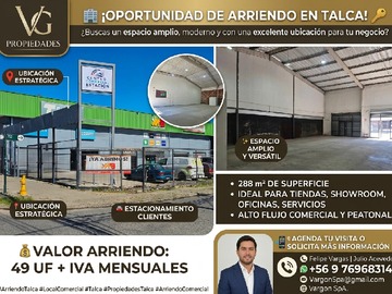 Local Comercial en arriendo mensual en 11 oriente, Talca - 1 dormitorio, 1 baño