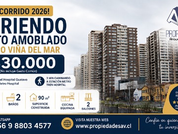 Departamento en arriendo mensual en Arriendo Depto 3D-2B Hosp Fricke Viña del Mar 2026 630.000 - 3 dormitorios, 2 baños