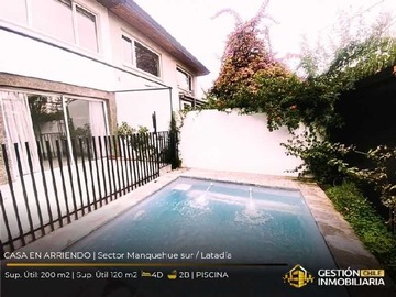 Casa en arriendo mensual en Casa familiar con piscina en Las Condes (183423), Las Condes - 4 dormitorios, 2 baños