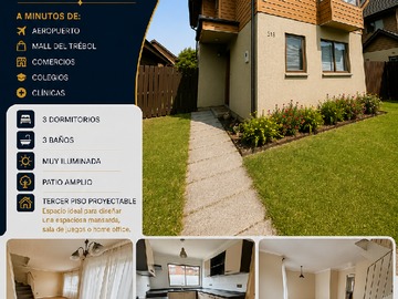 Casa en venta en jardines de antilhue, pasaje lahuen, Concepción - 3 dormitorios, 3 baños