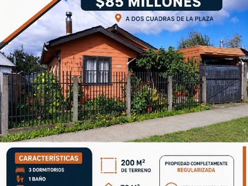 Casa en venta en Casa en Manuel Matta, Gorbea, Regularizada - 3 dormitorios, 1 baño