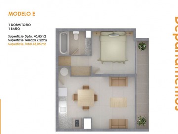 Departamento en venta en Yungay - Herrera, Santiago - 1 dormitorio, 1 baño
