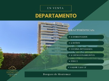 Departamento en venta en Vende hidalgo propiedades, Concón - 3 dormitorios, 2 baños