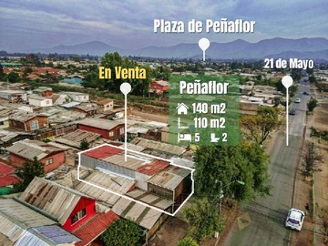 Casa en venta en Avenida 21 de Mayo 1400, Peñaflor, Región Metropolitana de Santiago 9750000, Chile, Peñaflor - 4 dormitorios, 2 baños
