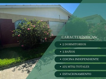 Casa en venta en Vende g&d hidalgo propiedades, Quillota - 5 dormitorios, 3 baños
