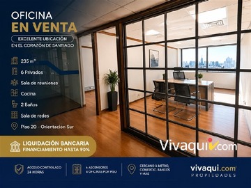 Oficina en venta en Huerfanos 770, Santiago - 6 dormitorios, 2 baños