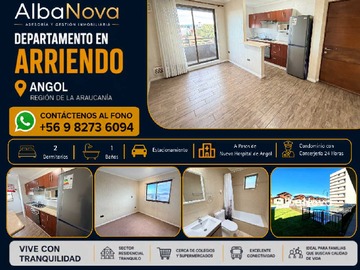 Departamento en arriendo mensual en Arriendo Departamento A Pasos Hospital (182496), Angol - 2 dormitorios, 1 baño