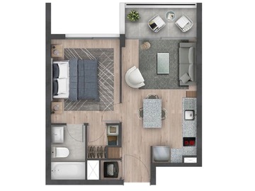 Departamento en arriendo mensual en Arriendo dpto Vicente Valdés nuevo (172529), La Florida - 1 dormitorio, 1 baño