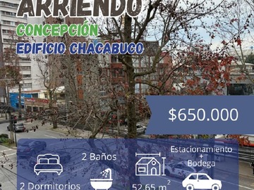 Departamento en arriendo mensual en Concepción centro, estacionamiento, 2 dormitorios, Concepción - 2 dormitorios, 2 baños