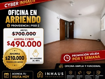 Oficina en arriendo mensual en Oficina, metro manuel montt, Providencia - 2 dormitorios, 2 baños