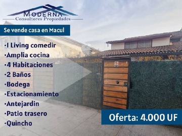 Casa en venta en Pasaje los abogados 4669#, Macul - 4 dormitorios, 2 baños